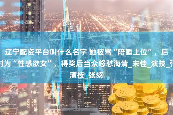 辽宁配资平台叫什么名字 她被骂“陪睡上位”，后被封为“性感欲女”，得奖后当众怒怼海清_宋佳_演技_张黎